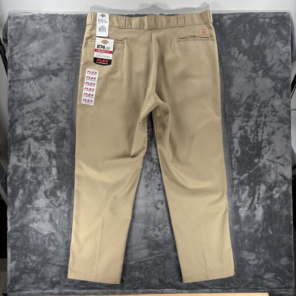Dickies 874 Flex Work Pants 44x32 Original Fit Khaki NWT Durable Stain Resistant - Picture 2 of 12